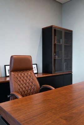 Modern Office Desk with Leather Chair