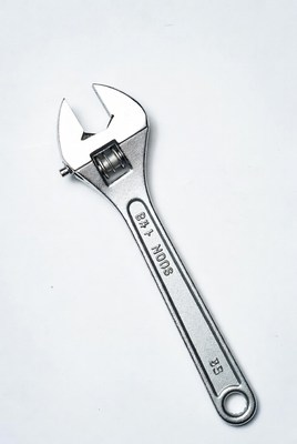 Adjustable Wrench on White Background