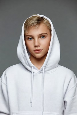 Teen girl in white hoodie