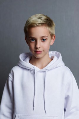 Blonde boy in white hoodie