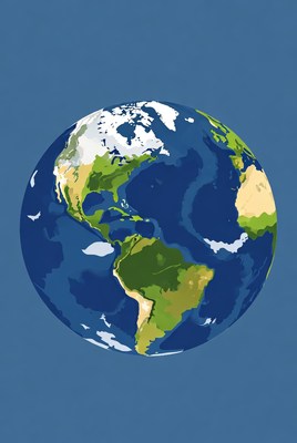 Earth Globe on Blue Background