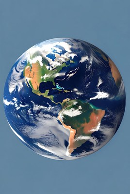 Earth planet on blue background