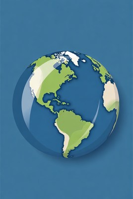 Earth Globe on Blue Background