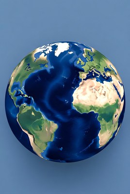 Earth Globe on Blue Background