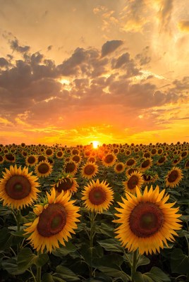 Sunflower Field at Sunset