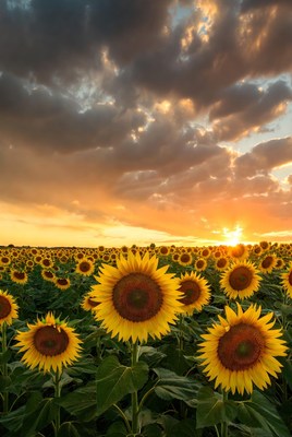 Sunflower Field at Sunset