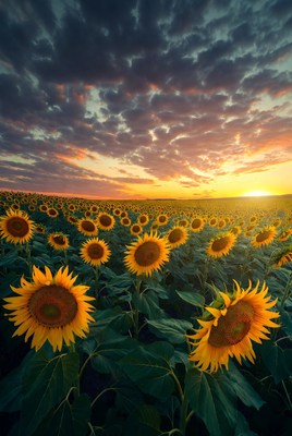 Sunflower Field at Sunset