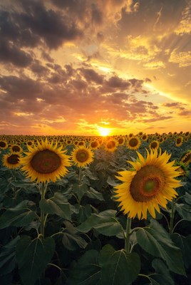 Sunflower Field at Sunset
