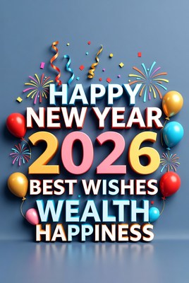 Happy New Year 2026 with Balloons