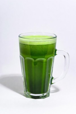 Green smoothie in glass mug