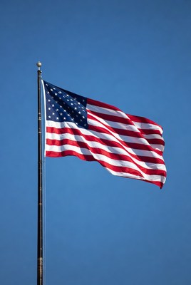 American Flag Waving on Pole