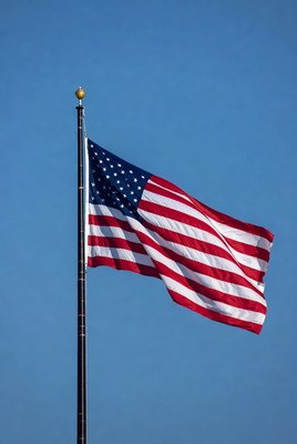 American Flag Waving on Pole