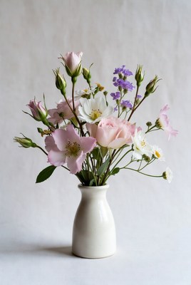 Pink and White Flowers in Vase