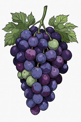 Bunch of Purple Grapes Illustration