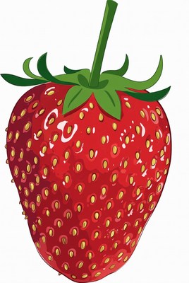 Red Strawberry with Green Stem