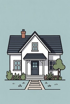 White house with porch illustration