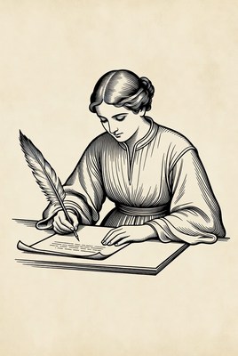 Victorian woman writing with quill