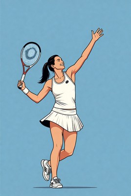 Woman playing tennis illustration