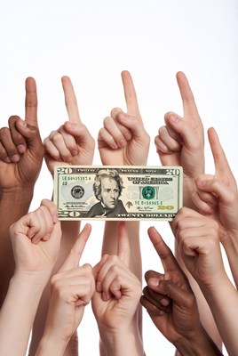 Hands Holding Twenty Dollar Bill