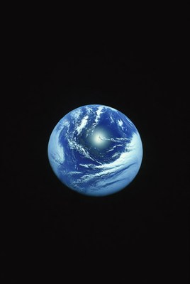Earth planet on black background