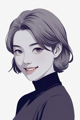 Smiling Asian woman portrait illustration