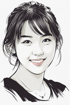 Smiling Asian Woman Portrait Illustration
