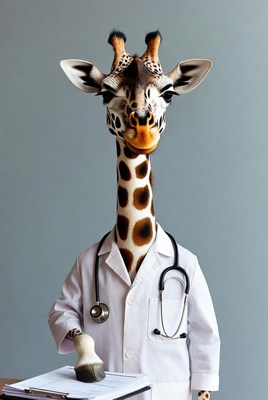 Giraffe Wearing Doctor Outfit