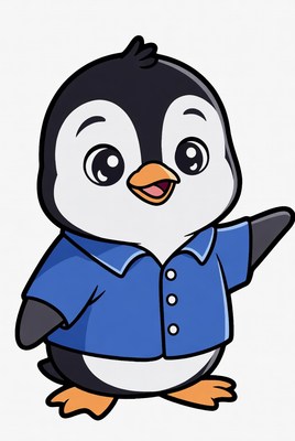 Cute cartoon penguin waving