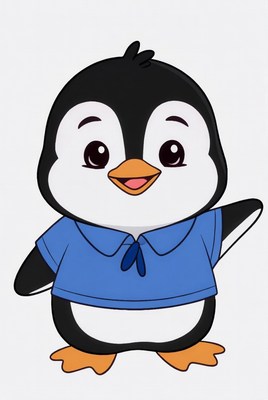 Cute cartoon penguin waving