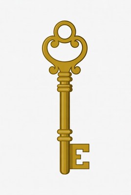 Golden Letter E Key Illustration
