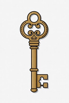 Golden ornate key illustration