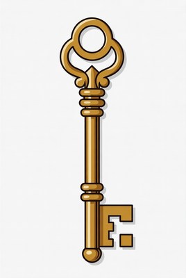 Golden ornate key illustration