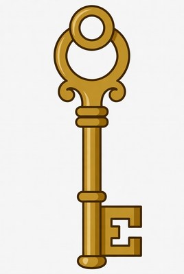 Golden Key with E Letter