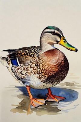 Mallard Duck Standing on Water