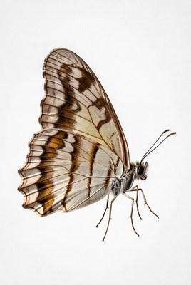 Brown-striped butterfly on white background
