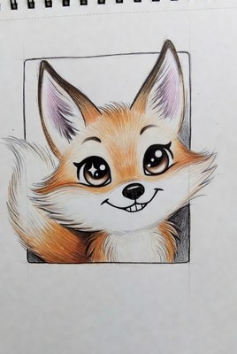 Cute Fox Illustration in Square Frame