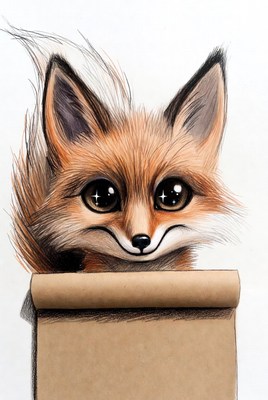 Cute fox holding blank sign