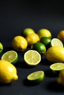 Lemons and Limes on Black Background
