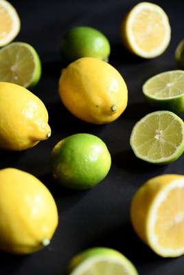 Lemons and Limes on Black Background