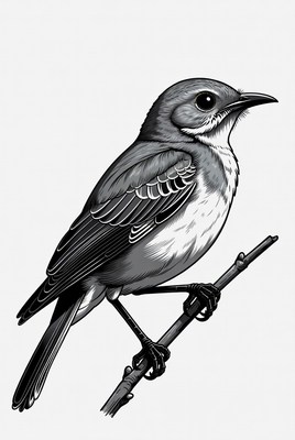 Gray bird perched on branch