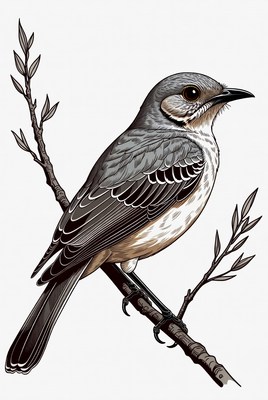 Gray bird perched on branch