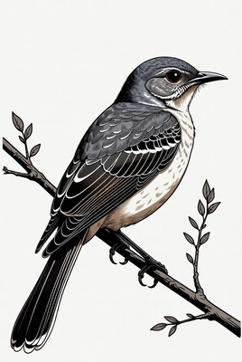 Gray bird perched on branch
