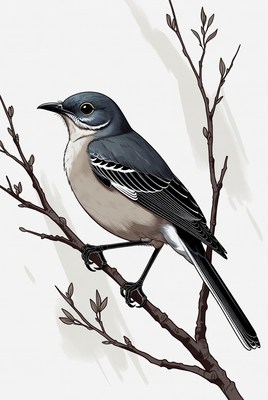 Gray Mockingbird perched on branch