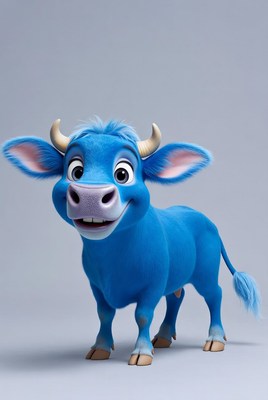 Cartoon Blue Bull Standing