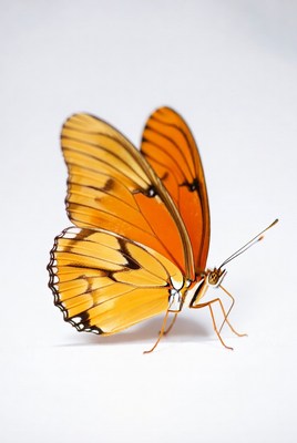 Orange butterfly on white background