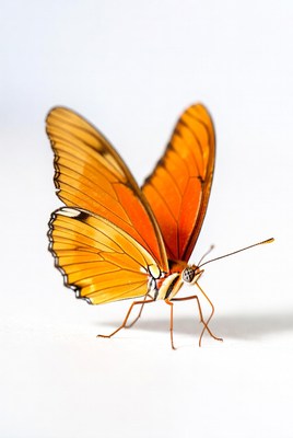 Orange butterfly on white background