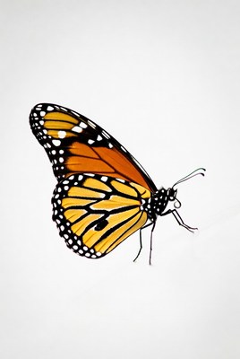 Monarch Butterfly on White Background