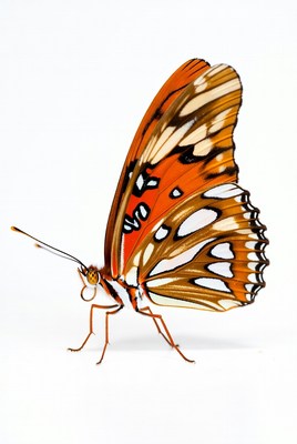 Orange Morpho Butterfly on White Background