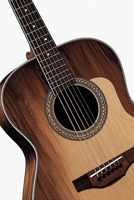 Acoustic Guitar on White Background