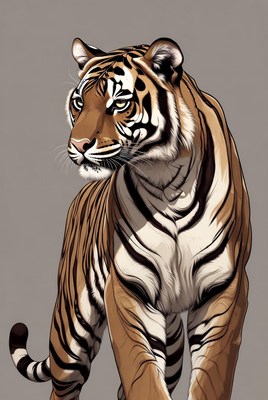 Majestic tiger on gray background